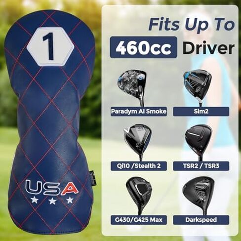 Golf Head Covers Funny for Men, 4-Pack Golf Club Covers Driver Fairway Hybrid Headcover Set, Universal Fit Patriotic Golf Accessories in Kuwait