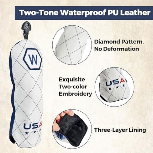 Golf Head Covers Funny for Men, 4-Pack Golf Club Covers Driver Fairway Hybrid Headcover Set, Universal Fit Patriotic Golf Accessories in Kuwait
