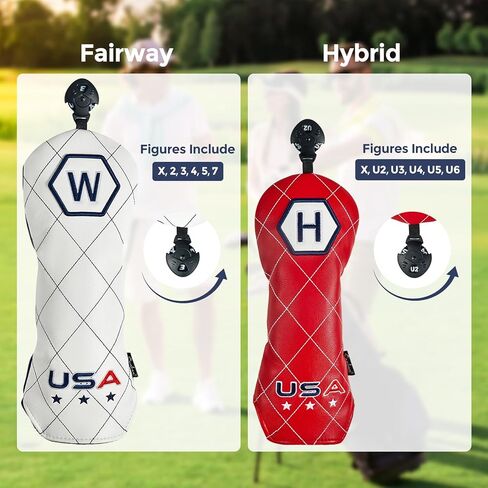 Golf Head Covers Funny for Men, 4-Pack Golf Club Covers Driver Fairway Hybrid Headcover Set, Universal Fit Patriotic Golf Accessories in Kuwait