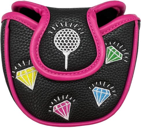 غطاء Giggle Golf Mallet Putter، مصنوع من جلد البولي يوريثان بتصميمات مطرزة ملونة وإغلاق مغناطيسي، للرجال والنساء (أرجوحة مع بلينغ) in Kuwait