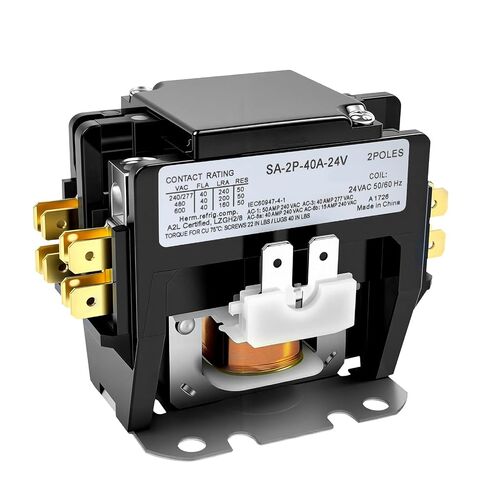 2 P 40A 24V AC Contactor with Silver Contacts for HVAC/Compressors | 2 Pole 40 Amp 24 VAC;Universal Fit；Silver Cadmium Oxide Contacts in Kuwait