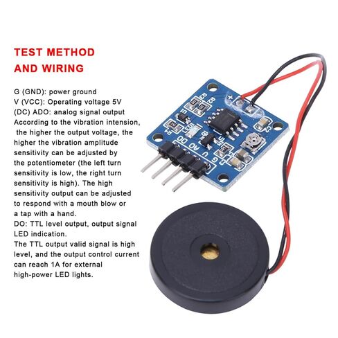 Piezoelectric Vibration Sensor Module, Analog Vibration Switch Module, Adjustable Sensitivity Potentiometer Sensor with Accurate Detection, Ideal for Electronic Drum Interaction in Kuwait