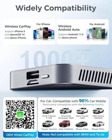 محول CarPlay لاسلكي 3 في 1 مطور لعام 2026، ومروحة تبريد محسّنة، ومشغل فيديو AI Magic Box لأجهزة Apple iPhone وAndroid، ومدمج Net-Flix YouTube Tiktok مع بطاقة WiFi USB TF بسرعة 5.8 جيجا هرتز لسيارة OEM CarPlay in Kuwait