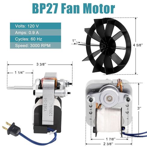 BP27 Fan Motor Replacement for Broan Nutone 663-C 688-C 663 688 678 671 659 662 668 670 689 669 663-E 688-E 678-C 678-D 678-F Bathroom Exhaust Fan, S97012038 Vent Fans Motor 50CFM, 2.0 Sones, 2-Pack in Kuwait