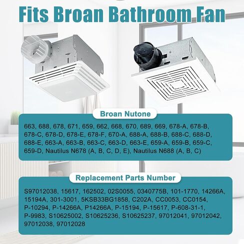 BP27 Fan Motor Replacement for Broan Nutone 663-C 688-C 663 688 678 671 659 662 668 670 689 669 663-E 688-E 678-C 678-D 678-F Bathroom Exhaust Fan, S97012038 Vent Fans Motor 50CFM, 2.0 Sones, 2-Pack in Kuwait