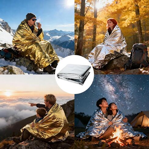62×82 Inch Emergency Mylar Thermal Blankets,Space Blanket Survival kit Camping Blanket, Perfect for Outdoors, Hiking, Survival, Bug Out Bag,Marathons or First Aid in Kuwait