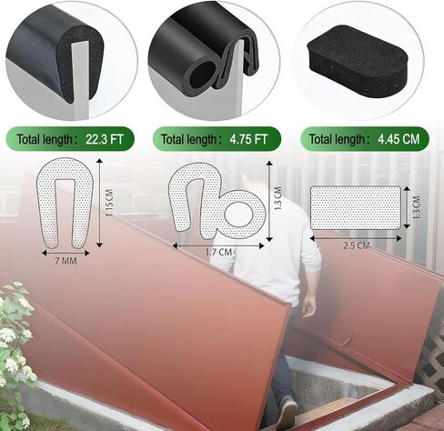 Basement Door Weatherstrip Kit Fit for Bilco and Gordon Cellar Doors Replacement for Bilco Door Seal Pad Kit (4 Cap Seal Pad,1 Bulb Trim Gasket,1 U Shaped Gasket) in Kuwait
