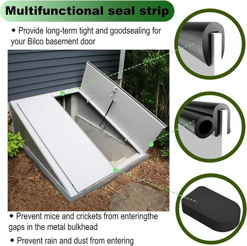 Basement Door Weatherstrip Kit Fit for Bilco and Gordon Cellar Doors Replacement for Bilco Door Seal Pad Kit (4 Cap Seal Pad,1 Bulb Trim Gasket,1 U Shaped Gasket) in Kuwait