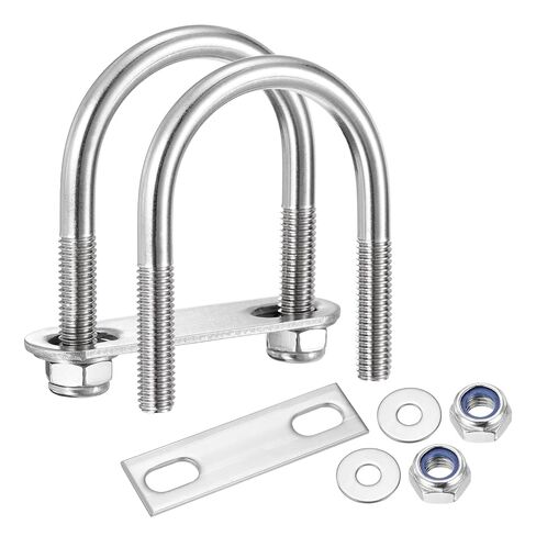 METALLIXITY U Bolts 4Set (M8x42x69mm)، مجموعات مسامير دائرية على شكل حرف U 304 من الفولاذ المقاوم للصدأ مع ألواح غسالات صواميل قفل من النايلون - للبناء، والأنابيب، والمقطورة، والسيارات، ومثبت أوراق الشجر in Kuwait