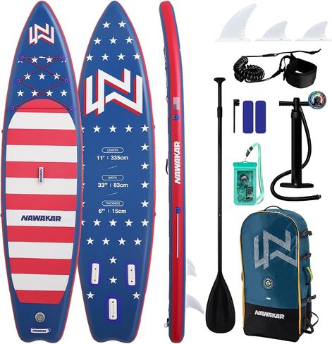 FunWater Nawakar قابل للنفخ SUP 11'x33 x6 لوح مجداف واقف مع تصميم ذيل السنونو، في كل مكان للبالغين / الشباب، لوح تجديف واسع وثابت مع ملحقات كاملة in Kuwait