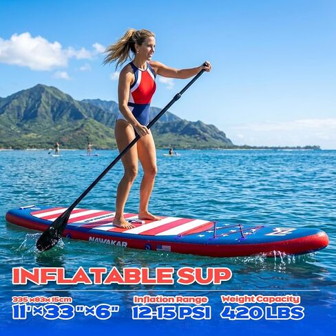 FunWater Nawakar قابل للنفخ SUP 11'x33 x6 لوح مجداف واقف مع تصميم ذيل السنونو، في كل مكان للبالغين / الشباب، لوح تجديف واسع وثابت مع ملحقات كاملة in Kuwait