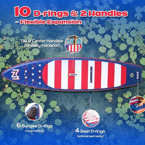 FunWater Nawakar قابل للنفخ SUP 11'x33 x6 لوح مجداف واقف مع تصميم ذيل السنونو، في كل مكان للبالغين / الشباب، لوح تجديف واسع وثابت مع ملحقات كاملة in Kuwait