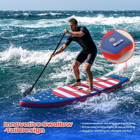 FunWater Nawakar قابل للنفخ SUP 11'x33 x6 لوح مجداف واقف مع تصميم ذيل السنونو، في كل مكان للبالغين / الشباب، لوح تجديف واسع وثابت مع ملحقات كاملة in Kuwait