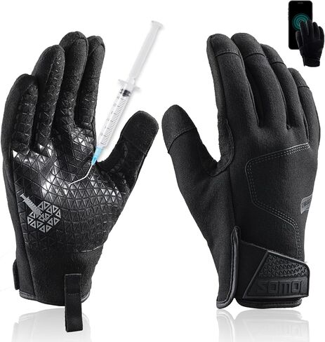 TAILI Level 3 Needle, Level 5 Puncture Resistant Men Work Gloves, Grip Enhanced A7 Cut Resistant Safety Gloves, Touchscreen and Breathable, Black, Large (L), 1 Pair in Kuwait