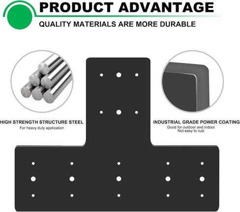 4 Pack 17x12 T Brackets for Wood 6X6 Post, T Shape Flat Mending Plate Heavy Duty, Metal T Post to Beam Bracket, T Pergola Bracket in Kuwait