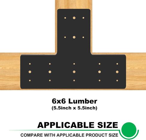 4 Pack 17x12 T Brackets for Wood 6X6 Post, T Shape Flat Mending Plate Heavy Duty, Metal T Post to Beam Bracket, T Pergola Bracket in Kuwait