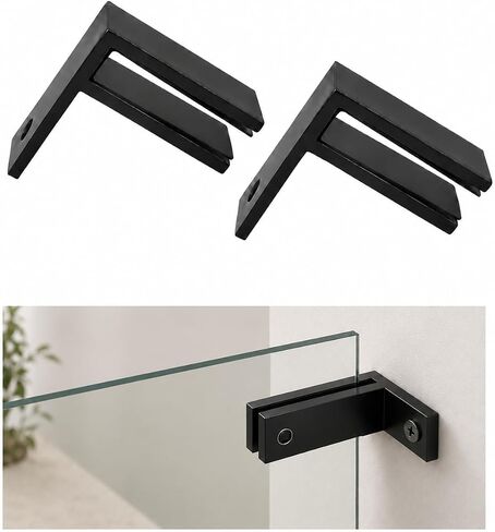 Glass Clamp - 2PCS Glass Bracket for 8-12mm Tempered Glass, Stainless Steel 304 Flat back Glass Clip For BalustradeStaircaseHandrail, Glass Holder Metal Casting (Black, 00) in Kuwait