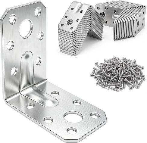 25 Pack 2x2x1-3/8 Angle Brackets for Wood Shelf Furniture with 300 Screw | Metal L Bracket Sturdy in Kuwait