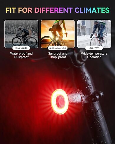 ONVIAN Colorful Bike Tail Light with Turn Signals, USB Rechargeable Bike Brake Light with Wireless Remote, 15 Light Modes 7 Colors Waterproof Cycling Safety Light for Adults Kids Road Mountain in Kuwait