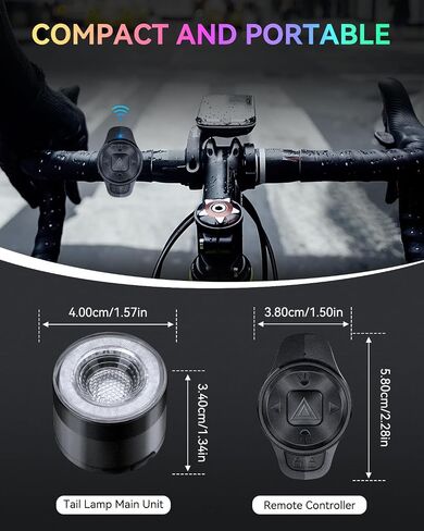ONVIAN Colorful Bike Tail Light with Turn Signals, USB Rechargeable Bike Brake Light with Wireless Remote, 15 Light Modes 7 Colors Waterproof Cycling Safety Light for Adults Kids Road Mountain in Kuwait
