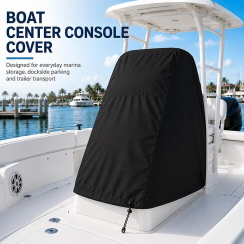 Boat Center Console Cover for Carolina Skiff 2380 DLX 2004–2016, Oxford Fabric Cover with Adjustable Hem to Help Keep It in Place During Storage in Kuwait
