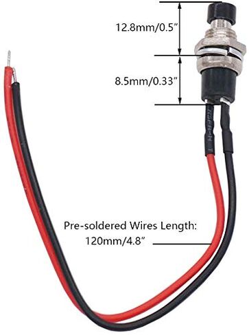 gtiwung 20pcs 1a 250v ac 2pins spst لحظة مفتاح ضغط صغير عادي مفتوح، 7mm prewired زر الضغط التبديل، مفاتيح الضغط على زر مع أسلاك ملحومة مسبقا لهواية السكك الحديدية النموذجية، أسود in Kuwait