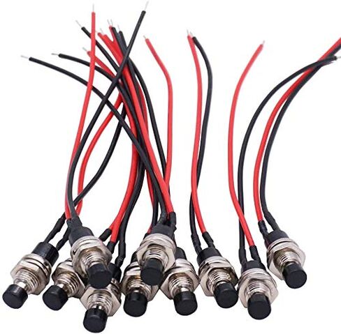 gtiwung 20pcs 1a 250v ac 2pins spst لحظة مفتاح ضغط صغير عادي مفتوح، 7mm prewired زر الضغط التبديل، مفاتيح الضغط على زر مع أسلاك ملحومة مسبقا لهواية السكك الحديدية النموذجية، أسود in Kuwait