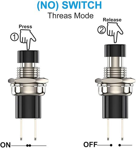 gtiwung 20pcs 1a 250v ac 2pins spst لحظة مفتاح ضغط صغير عادي مفتوح، 7mm prewired زر الضغط التبديل، مفاتيح الضغط على زر مع أسلاك ملحومة مسبقا لهواية السكك الحديدية النموذجية، أسود in Kuwait