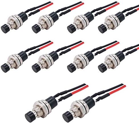 gtiwung 20pcs 1a 250v ac 2pins spst لحظة مفتاح ضغط صغير عادي مفتوح، 7mm prewired زر الضغط التبديل، مفاتيح الضغط على زر مع أسلاك ملحومة مسبقا لهواية السكك الحديدية النموذجية، أسود in Kuwait