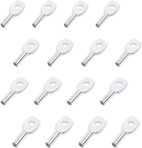 20 Pack Wire Rope Eyelets Replacement End Terminal for 3mm/4mm Cable Ball Stopper, Hole Connector Joint Lugs Stopper Gym Pulley Cable Weight Lifting Machine, Gym Machine Accessories, Silvery, 4 Sizes in Kuwait