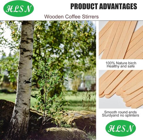 Wooden Coffee Stirrers, Thick Birch 5.5 Inches 1000PCS Disposable Coffee Stirrers Stir Sticks for Coffee & Cocktails, Natural Birch Biodegradabl Food Grade Stir Sticks for Coffee Bar in Kuwait