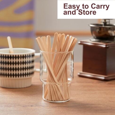 Wooden Coffee Stirrers, Thick Birch 5.5 Inches 1000PCS Disposable Coffee Stirrers Stir Sticks for Coffee & Cocktails, Natural Birch Biodegradabl Food Grade Stir Sticks for Coffee Bar in Kuwait