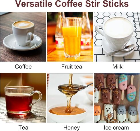 Wooden Coffee Stirrers, Thick Birch 5.5 Inches 1000PCS Disposable Coffee Stirrers Stir Sticks for Coffee & Cocktails, Natural Birch Biodegradabl Food Grade Stir Sticks for Coffee Bar in Kuwait