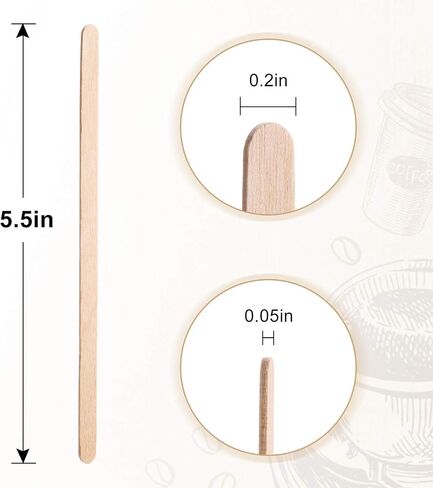 Wooden Coffee Stirrers, Thick Birch 5.5 Inches 1000PCS Disposable Coffee Stirrers Stir Sticks for Coffee & Cocktails, Natural Birch Biodegradabl Food Grade Stir Sticks for Coffee Bar in Kuwait