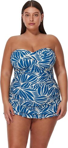 Profile by Gottex Plus Size Bandeau Swimdress - Adjustable Removable Straps, Built-in Soft Cups, Full Bottom Coverage in Kuwait