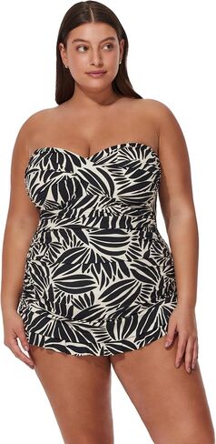 Profile by Gottex Plus Size Bandeau Swimdress - Adjustable Removable Straps, Built-in Soft Cups, Full Bottom Coverage in Kuwait