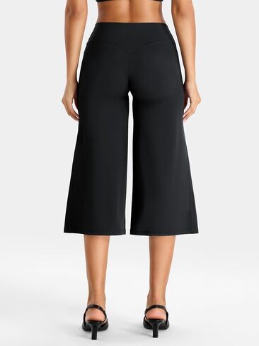 YEOREO Ease Low Rise Capris for Women Straight Leg No Front Seam V-Back Crop Workout Yoga Lounge 21" Gaucho Pants in Kuwait