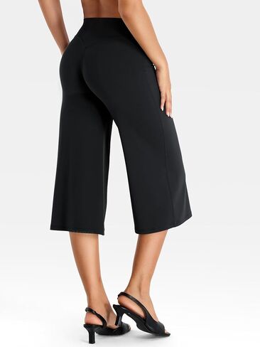 YEOREO Ease Low Rise Capris for Women Straight Leg No Front Seam V-Back Crop Workout Yoga Lounge 21" Gaucho Pants in Kuwait
