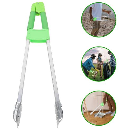 Mikinona Garbage Clamp Trash Grabber Tool with Iron Head, Short Handle Portable Waste Grabber for Household and Sanitation Use, Heavy-Duty Dual-Tube Waste Picking Clamp in Kuwait