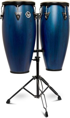 Latin Percussion LP646NYII City II Series Conga Set with Double Stand 10" & 11" Blue in Kuwait