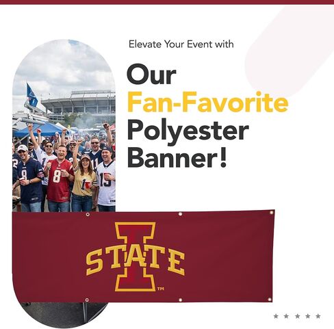 Iowa State Cyclones College Sports Printed Polyester Banner - NCAA Licensed - Hanging Graduation Decoration - School Banner (Red, Yellow) (2' x 6') in Kuwait