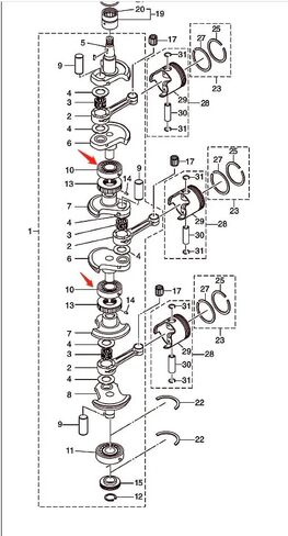 الإشراف على محمل كروي 9603-3-6305 لمحرك Tohatsu الخارجي ثنائي الأشواط 9.9HP 15HP 18HP حجم العمود المرفقي 25x62x17 3C8-00114-0 3C8-00114، كروم معدني in Kuwait