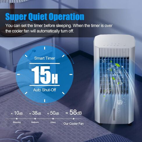 DORTALA Evaporative Air Cooler, 3-in-1 Cooling Fan with Remote, 2 Ice Packs, Timer, 1.3 Gal Water Tank, 3 Speeds, Personal Swamp Cooler for Bedroom Home Office Dorm in Kuwait