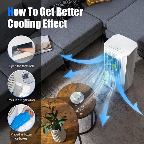 DORTALA Evaporative Air Cooler, 3-in-1 Cooling Fan with Remote, 2 Ice Packs, Timer, 1.3 Gal Water Tank, 3 Speeds, Personal Swamp Cooler for Bedroom Home Office Dorm in Kuwait
