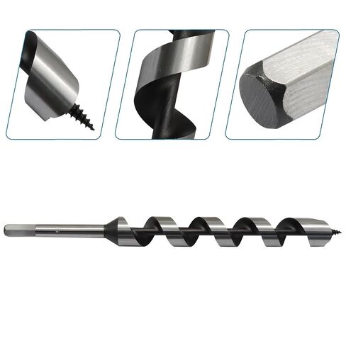 Hordion 1" Wood Auger Drill Bit, 12 Inch Long Ship Auger Bit with Hex Shank for Soft and Hard Wood Plastic Drywall Composite Materials in Kuwait