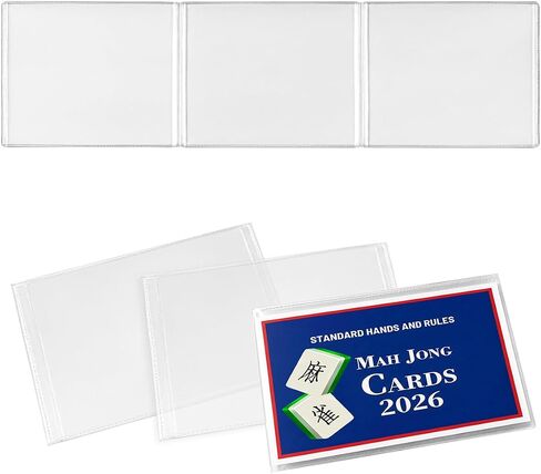 2026 Mahjong Card Protector Set (4 Pack), Crystal Clear Plastic Sleeves Fits Large Print Scorecard (6 1/8" x 4 3/4"), Durable Transparent Cover Holder for American Mahjong in Kuwait