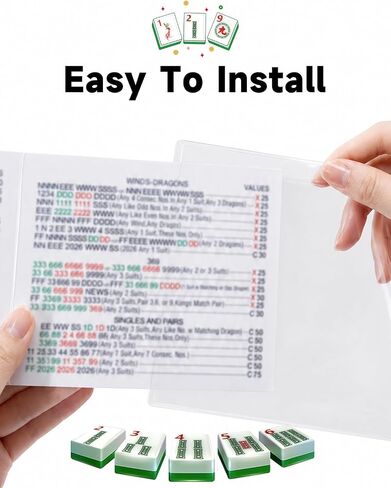 2026 Mahjong Card Protector Set (4 Pack), Crystal Clear Plastic Sleeves Fits Large Print Scorecard (6 1/8" x 4 3/4"), Durable Transparent Cover Holder for American Mahjong in Kuwait