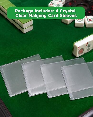 2026 Mahjong Card Protector Set (4 Pack), Crystal Clear Plastic Sleeves Fits Large Print Scorecard (6 1/8" x 4 3/4"), Durable Transparent Cover Holder for American Mahjong in Kuwait