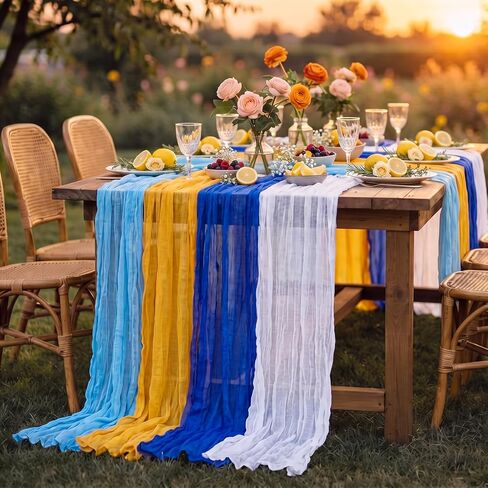 12 Pcs Pink and Orange Party Table Runners 35 x 118 Inch Sunset Party Decoration Boho Sheer Cheesecloth Gauze Table Runners for Wedding Birthday Baby Bridal Shower Graduation Decor in Kuwait