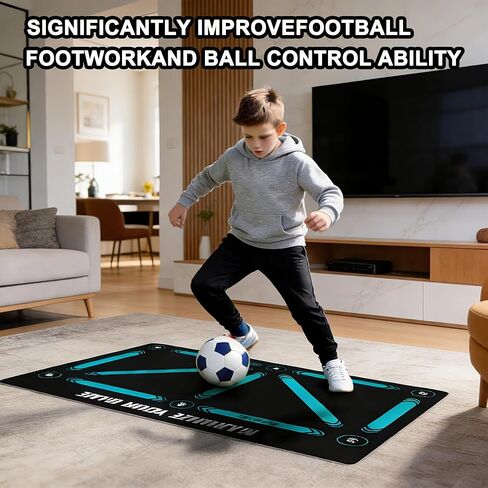 Soccer Training Mat Football Footstep Training Mat 35X24 inch Soccer Training Equipment Improve Strength, Agility and Coordination, Anti-Slip Silent for All Ages Footwork & Ball Mastery in Kuwait